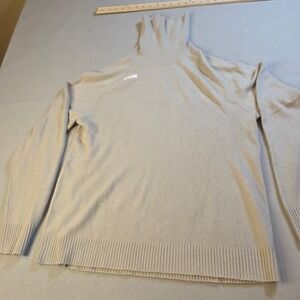Nouveaux Men XL Beige Tan Ribbed Turtleneck Acrylic Knit Raglan Sweater Pullover